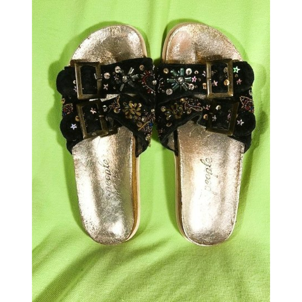 Free People footbed leather sandal with buckle and embellishments size 41